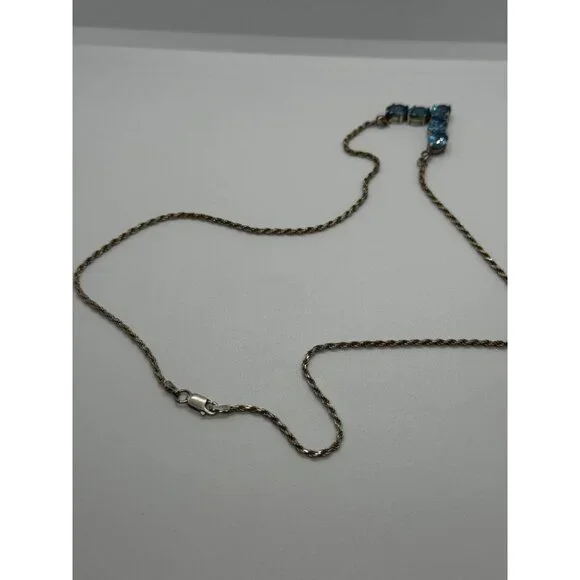 925 STERLING SILVER TOPAZ NECKLACE ITALY